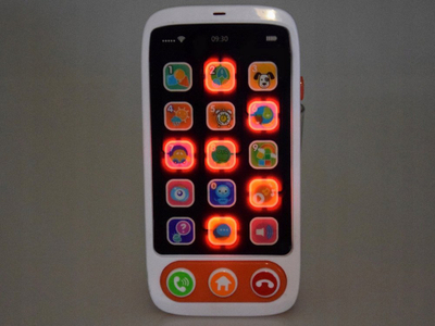 Telefon lodër interaktiv ZA4660, me ekran me prekje, me drita dhe melodi, i bardhë me portokalli