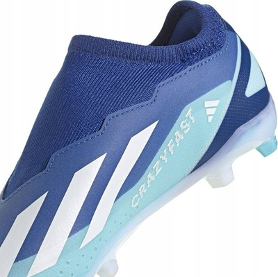 Këpucë futbolli për fëmijë Adidas X Crazyfast.3 Laceless FG, pa lidhëse, për bar natyral, blu