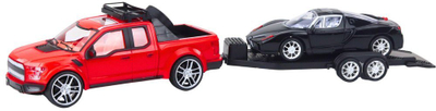 Set lodrash makina off road, xhip me rimorkio, makinë sportive, 59cm, e kuqe dhe e zezë