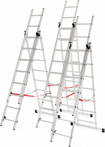 Shkallë alumini AWTools BASIC 3x9, 150kg, argjendtë
