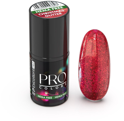 Llak hibrid Excellent PRO Colors HemaFree 20 Christmas Glitter, 7g, me shkëlqim të kuq