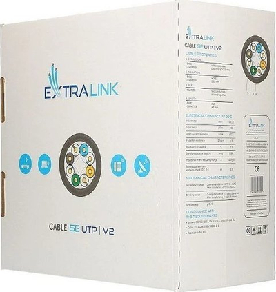 Kabllo rrjeti ExtraLink CAT5e UTP, 100m, PVC, gri
