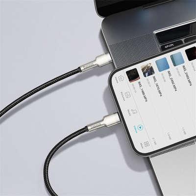 Kabllo BASEUS Cafule Series, USB-C - Lightning, M/M, 20W, 1m, e zezë