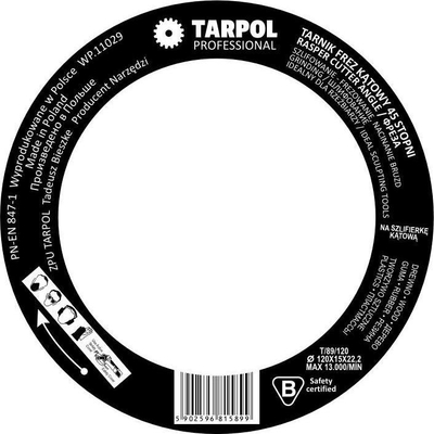 Frezë këndore Tarpol T-89, 120mm, 45°, shumëngjyrëshe