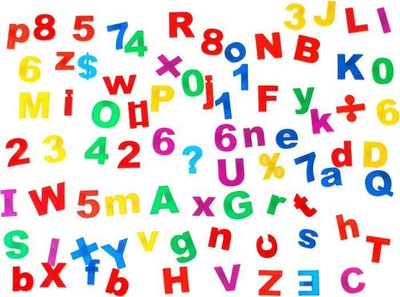 Set magnetik me shkronja dhe numra TA0033, 80 copë, shumëngjyrësh