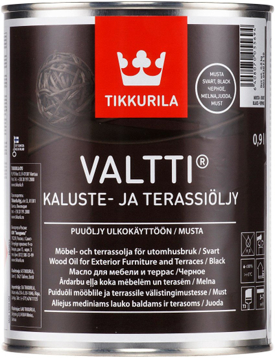 Масло за дрво Tikkurila Valtti Furniture and Decking Oil, за мебел и тераси, 1L, црно
