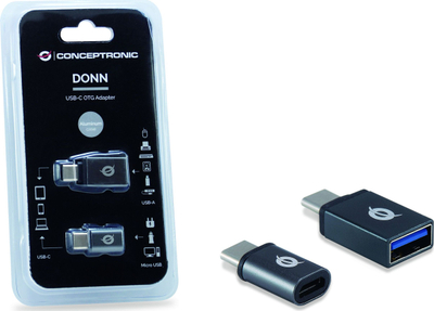 Përshtatës USB Conceptronic DONN04G, USB C në USB, OTG, gri