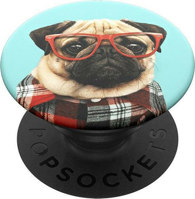 Mbajtëse telefoni Popsockets Studious Stu Handy Stand, kapëse PopGrip, me qen, jeshile