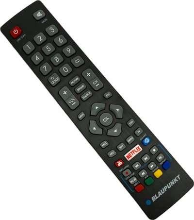 Pilot televizori Blaupunkt BLFRMC0008, butona YouTube Netflix, për modele BLA40 BLA49, i zi