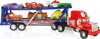 Set lodrash kamion Maniek Cars, 6 makina, friksion, 50cm, i kuq
