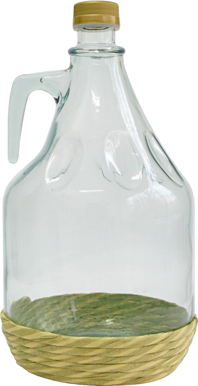 Demijon qelqi Braided, 3L, me gërshet dekorativ, transparent