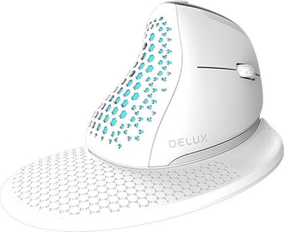 Maus wireless vertikal Delux M618XSD, BT 2.4G, 4000 DPI, i bardhë