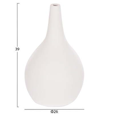 Vazo dekorative tabletop Deni HM4663.02L, fiber cement, 26x39cm, e bardhë