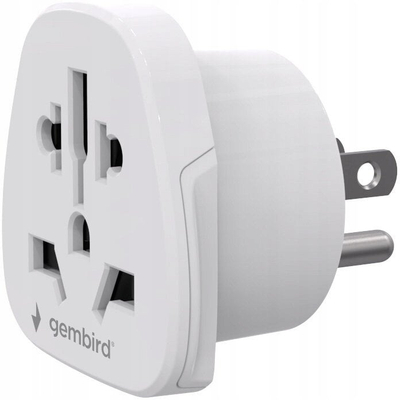 Adapter udhëtimi Gembird World to US, prizë universale, dalje US me tokëzim, i bardhë