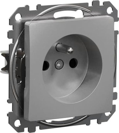 Prizë Schneider Electric Sedna Design, 2P+PE me perdeza, alumini argjendtë