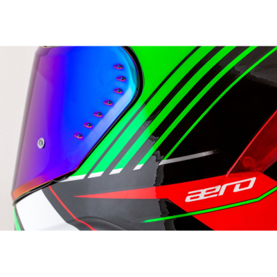 Helmetë moto Cassida Aero DROM, integrale, vizor dielli, e zezë pearl e kuqe jeshile e bardhë