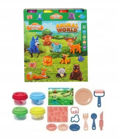 Сет пластелин Magic Dough Animal World, играчки за моделирање, шарени