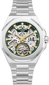 Ora burrash Lee Cooper Alexandre LC08368.371, automatike, 43mm, rrip metalik argjendtë