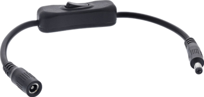 Kabllo DC InLine me ndërprerës, DC 5.5x2.5mm, 0.20m, e zezë