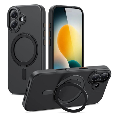 Mbrojtëse telefoni Tech-Protect MagRing MagSafe për iPhone 17, me unazë 360°, matte, e zezë