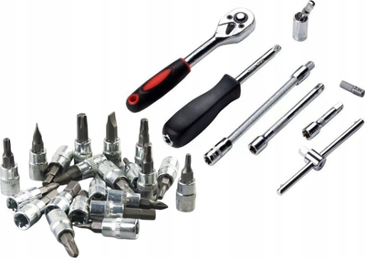 Set çelësa gedorë 1/4", 46 copë, CrV, me valixhe plastike