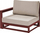 Divan kopshti Beliani Mahogany Brown, 2 vende, dru akacie, jastëkë taupe