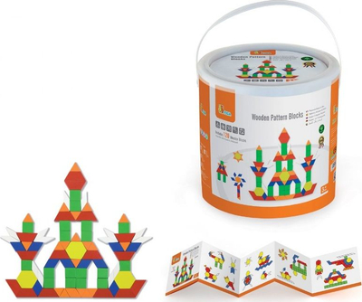 Lodër druri për ndërtime Wooden Construction Set, 250 bloqe, me ngjyra