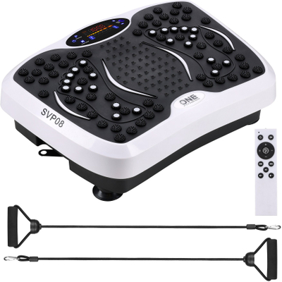 Platformë vibrimi One Fitness SVP08, Bluetooth, 120 nivele, bardhë e zezë
