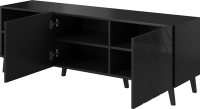Komodë TV Bed Meble Abeto, 150x42x52cm, MDF, e zezë