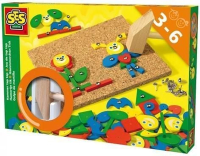 Set kreativ me çekiç SES Creative Fantasy Hammer Tic, me gozhdica dhe tabelë tapë, shumëngjyrësh