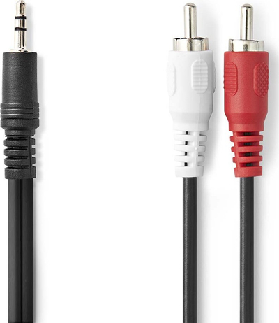 Kabllo audio Nedis CAGL22200BK30, 3.5mm në 2xRCA, 3m, i zi