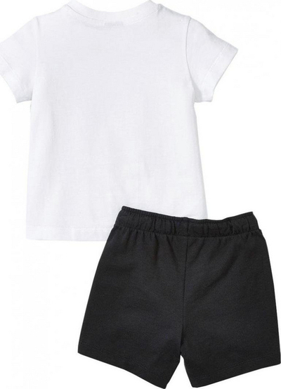 Set bluzë me mëngë të shkurtra dhe shorce për kalamaj Puma Minicats, të bardha/ të zeza