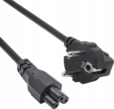 Kabllo rryme Akyga AK-NB-08C, prizë Schuko në IEC C5, 1.0 m, e zezë