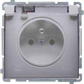Prizë e vetme Kontakt Simon Basic BMGZ1B.01/21a, IP44 hermetike, 16A 250V, me kapak inox