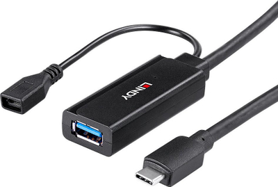 Kabllo zgjatues USB Lindy 43196, USB 3.2 Gen 1 C në A, 5m, i zi