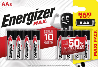 Bateri alkaline Energizer MAX AA LR6, 1.5V, set 8 copë