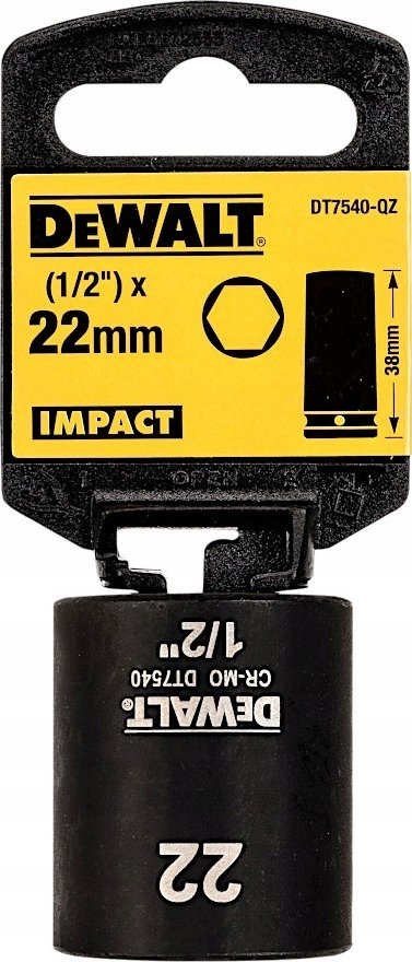 Soket goditës DeWALT DT7531, 13mm, 1/2", 38mm, i zi