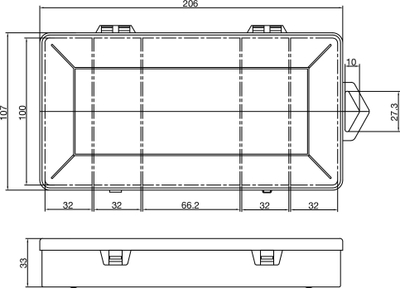Kuti për organizim InLine Small Parts Box, 5 ndarje, 206x107x33mm, transparente