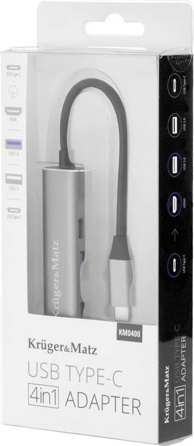 Adapter USB C Kruger&amp;Matz LEC KM0400, 4 në 1, HDMI 4K, Power Delivery