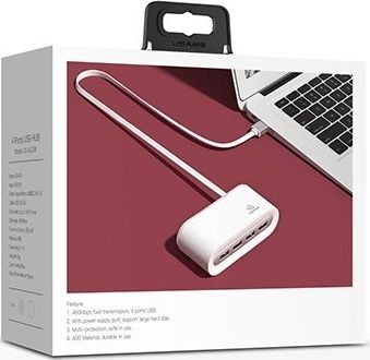 Hub USB Usams US-SJ238 4x USB-A 2.0, i bardhë