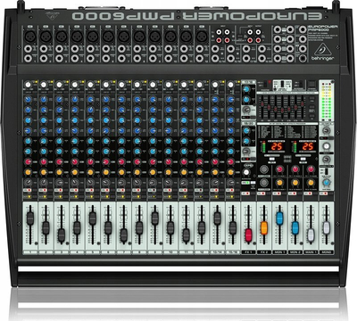 Mikser i fuqizuar Behringer Europower PMP6000, 20 kanale, efekte digjitale, i zi
