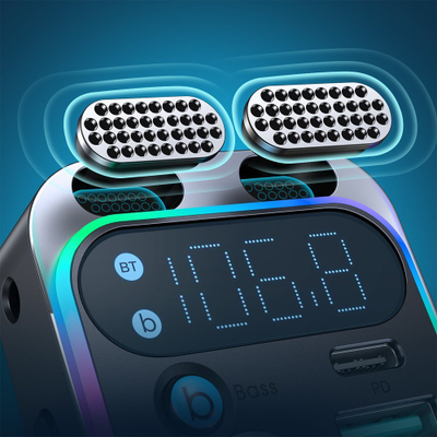 Transmetues FM për makinë Joyroom JR-CL16, Bluetooth, karikues 48W USB USB-C, gri