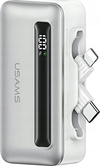 Powerbank Usams CD233, 4500mAh, karikim i shpejtë 20W, ngjyrë argjendtë