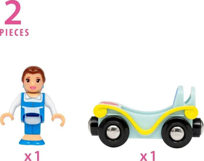 Lodër tren Brio Disney Princess Belle and Wagon, 2 pjesë, për kalamaj 3+, shumëngjyrëshe