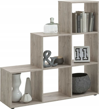 Ndarës dhome FMD Room Divider, 6 kuba, formë shkalle, dru sand oak