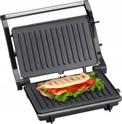 Grill kontakti Heinrich's HKG 8684, 1000W, pllaka jo-ngjitëse, i zi
