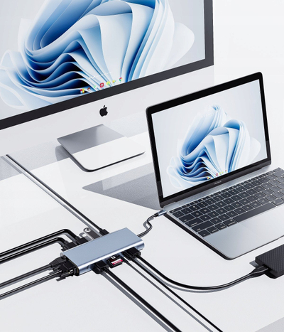 Adapter USB C Bounn 11 in 1, HDMI 4K, RJ45 1000Mbps, gri
