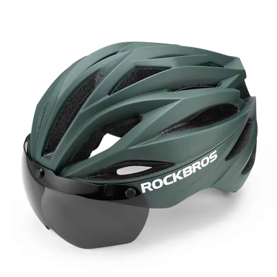 Kaskë biçiklete Rockbros Cycling Helmet, 58-62 cm, me vizier magnetike, jeshile