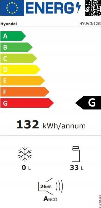 Frigorifer vere Hyundai VIN12G, 12 shishe, 33L, termoelektrik, i zi