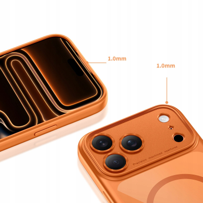 Kapak telefoni Tech-Protect Magpeak MagSafe CC, për iPhone 17 Pro, transparent portokalli